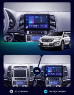 Магнитола для Hyundai Santa Fe 2 CM 2006-2012 (рамка черная) - FarCar BM008M-2K монитор 9.5" 2K QLED на Android 14, TS10, 4+32Гб, CarPlay, 4G SIM-слот