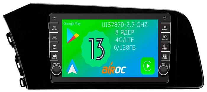Магнитола для Hyundai Elantra 2021+ - Airoc AB-2036 (кнопки и крутилки), Android 13, Быстрая, SIM-слот, CarPlay
