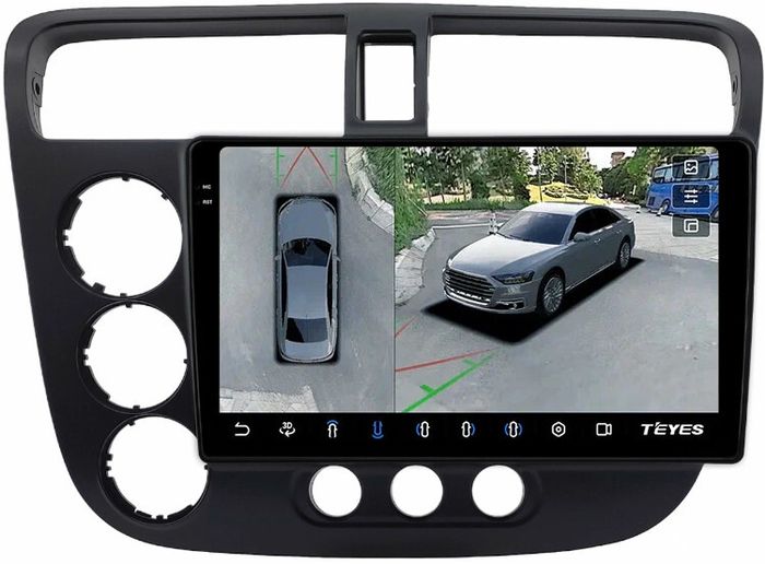 Магнитола для Honda Civic 7 2001-2005 левый руль - Teyes CC3-2K-360 монитор 9.5" 2K QLED на Android 10, 6Гб+128Гб, CarPlay, 4G SIM-слот, 4 камеры в комплекте