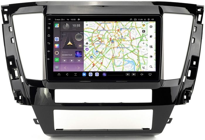 Магнитола для Mitsubishi Pajero Sport 3 2020-2024, Montero Sport (прямоугольный климат, рамка 9) - Kuberg EW-9638-2 QLed, Android 13, Быстрейшая, CarPlay, SIM-слот