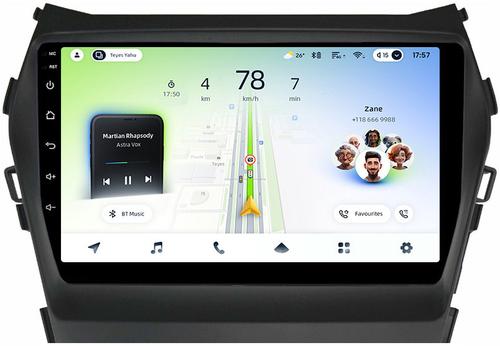 Магнитола для Hyundai Santa Fe 3 2012-2018 (отдельный экран климата, без штатной КЗВ) - Teyes CC4L монитор 9" IPS на Android 14, Snapdragon 662, CarPlay, 4G SIM-слот