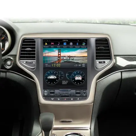 Магнитола для Jeep Grand Cherokee WK2 2013-2021 - Kuberg ZF-1217B-GE вертикальный экран в стиле "Тесла" Android 13, 8ГБ-128ГБ, SIM-слот, CarPlay