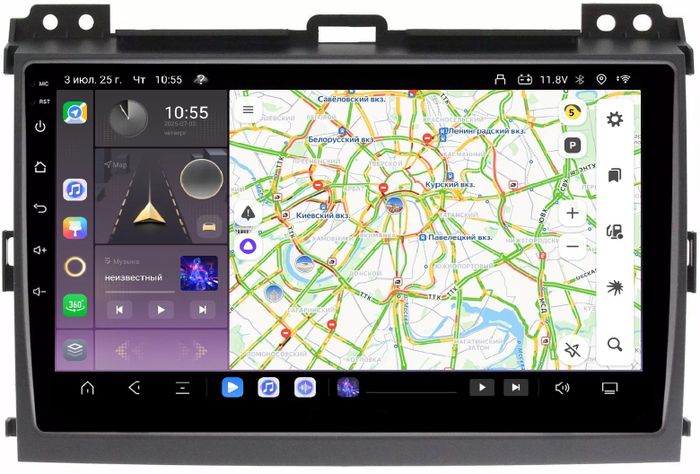 Магнитола для Toyota Land Cruiser Prado 120, Lexus GX470 (экран климата внизу) - Kuberg QLed, Android 13, TS20, CarPlay, SIM-слот