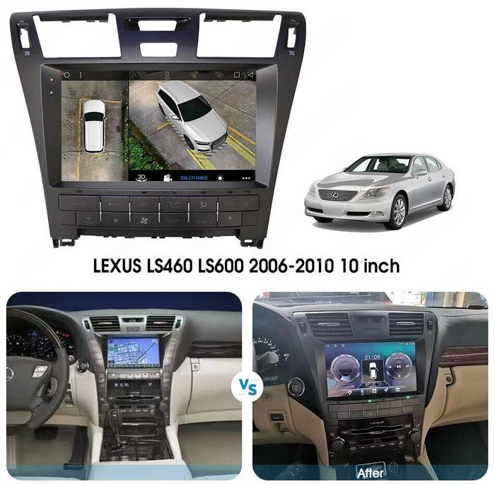 Магнитола для Lexus LS460 2006-2009 (до рестайлинга, рамка 10) - Kuberg SF-1303-1 QLed, Android 13, TS20, CarPlay, SIM-слот