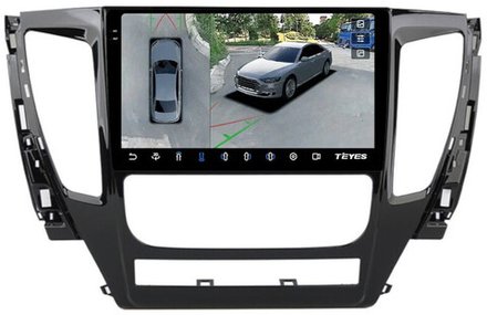 Магнитола для Mitsubishi Pajero Sport 3 2016-2020 АКПП (поддержка климата и БК) - Teyes CC3-2K-360 на Android 10, 2K QLED, 6Гб+128Гб, CarPlay, 4G SIM-слот, 4 камеры в комплекте