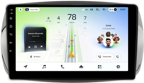 Магнитола для Mercedes-Benz Smart ForTwo/ForFour W453 2014-2023 - Teyes CC4L монитор 9" IPS на Android 14, Быстрая, Snapdragon 662, CarPlay, 4G SIM-слот