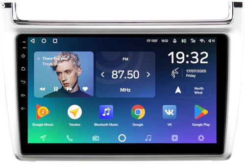 Магнитола для Volkswagen Polo 2009-2020 (рамка серебро) - Teyes CC2 PLUS Android 10, ТОП процессор, 4-64, SIM-слот