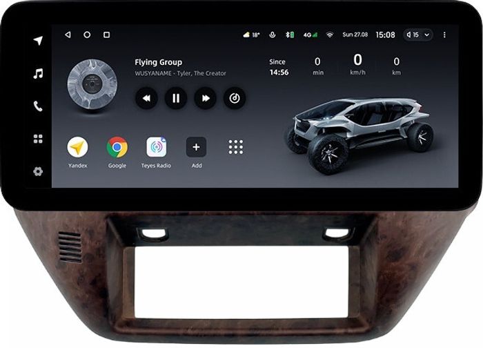 Магнитола для Nissan Patrol Y61 2004-2010 (рамка дерево) - Teyes LUX ONE ROUND монитор 12.3" 2K QLED на Android 10, CarPlay, 4G SIM-слот