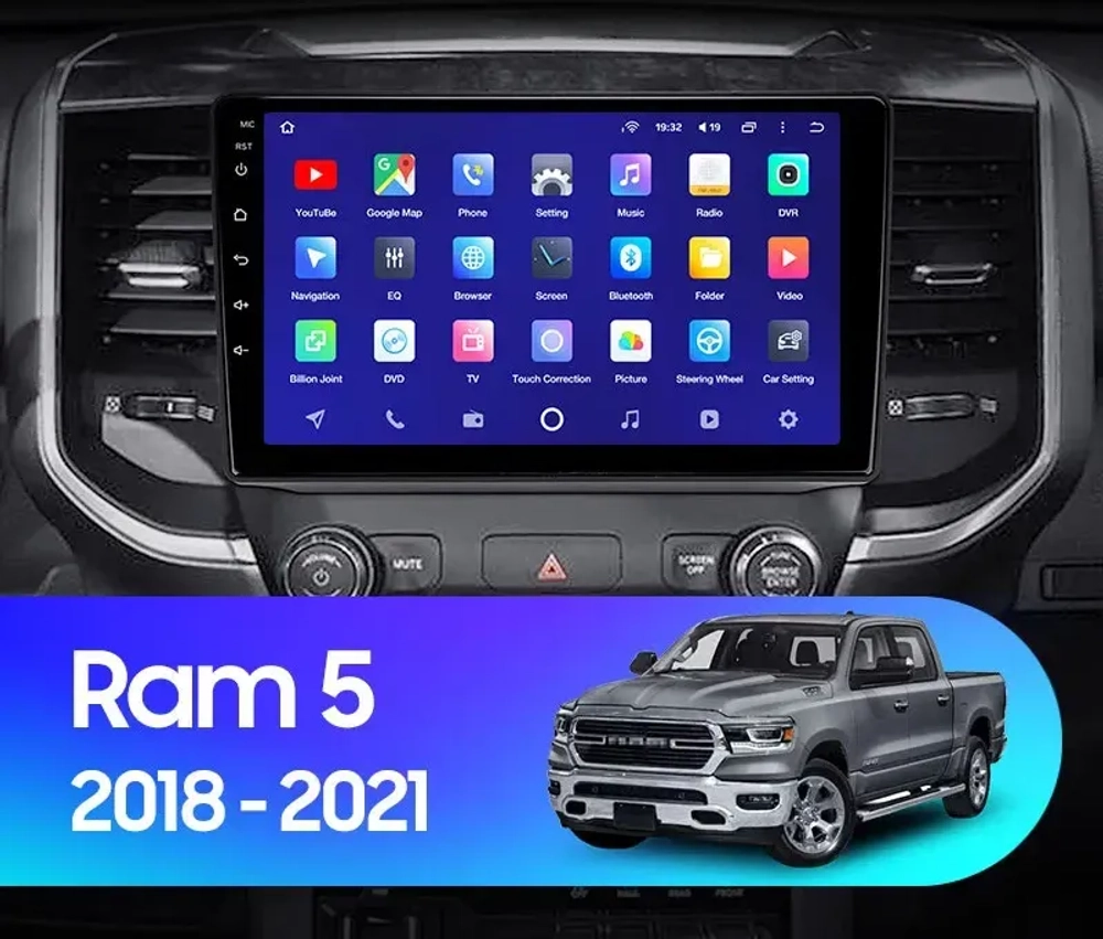 Магнитола для Dodge RAM 5 2018-2023+ - Kuberg QLed, Android 13, TS20, CarPlay, SIM-слот