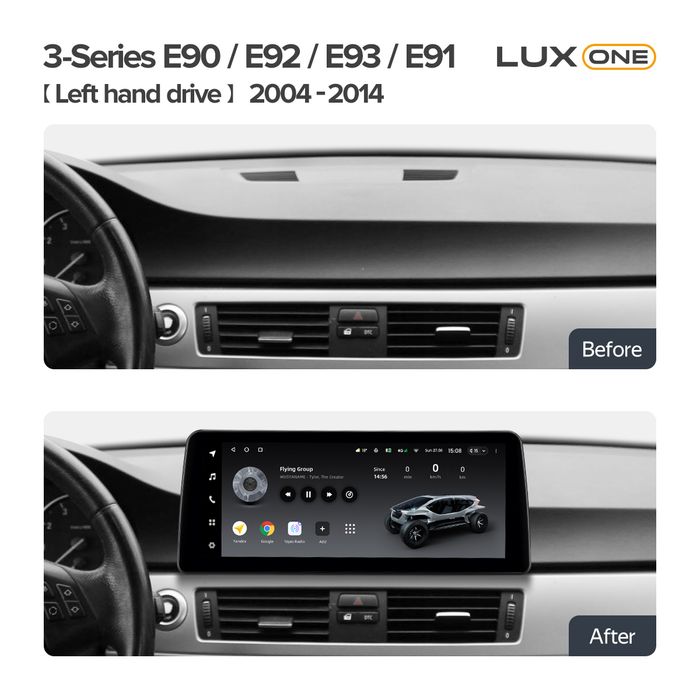 Магнитола для BMW 3-серия E90 2005-2012 (врезка наверх) - Teyes LUX ONE монитор 12.3" на Android 10, 6/128ГБ, CarPlay, 4G SIM-слот, джойстик iDrive в комплекте