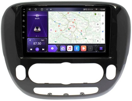 Магнитола для KIA Soul 2 2014-2019 (кондиционер, рамка глянцевая) - Kuberg SF-9740-AB Android 12, TS10, CarPlay, 4G SIM-слот