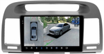 Магнитола для Toyota Camry 30 2001-2006 (рамка графитовая) - FarCar BX3020M-360 монитор 9.5" 2K QLED на Android 13, 6Гб+128Гб, CarPlay, 4G SIM-слот, 4 камеры в комплекте