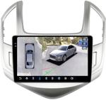 Магнитола для Chevrolet Cruze 1 2012-2015 (рамка серебро) - FarCar BX261M-360 монитор 9.5" 2K QLED на Android 13, Быстрая, CarPlay, 4G SIM-слот, 4 камеры в комплекте