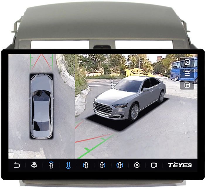 Магнитола для Toyota Corolla 150 2006-2013 (рамка тип 2) - Teyes CC3-2K-360 монитор 13" 2K QLED на Android 10, 6Гб+128Гб, CarPlay, 4G SIM-слот, 4 камеры в комплекте