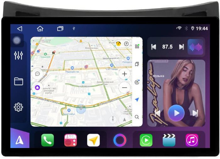 Магнитола для Toyota Vitz 2, Yaris 2 2005-2011 (рамка черная) - FarCar BX877 монитор 13" 2K QLED на Android 13, TS10, 6+128, CarPlay, 4G SIM-слот