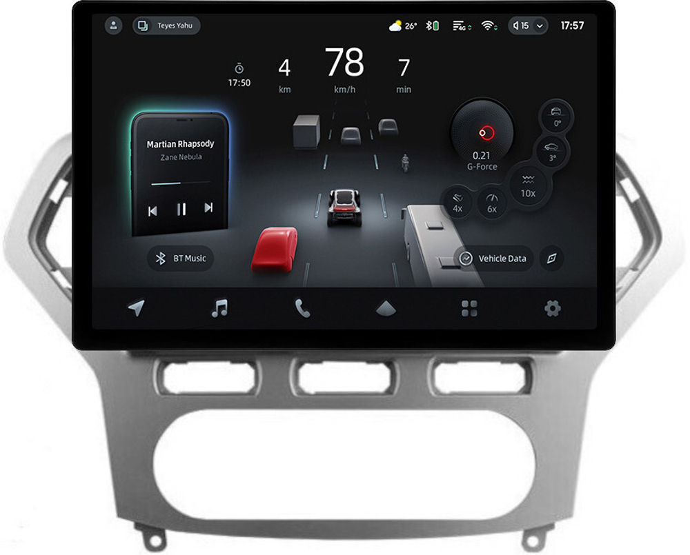Магнитола для Ford Mondeo 4 2007-2010 (рамка серебро) - Teyes CC4-PRO монитор 13" 2K QLED на Android 13, Snapdragon 778G, ИИ, CarPlay, DSP, 4G SIM-слот