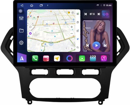 Магнитола для Ford Mondeo 4 2007-2010 (рамка чёрная) - FarCar BX877 монитор 13" 2K QLED на Android 13, TS10, 6+128, CarPlay, 4G SIM-слот