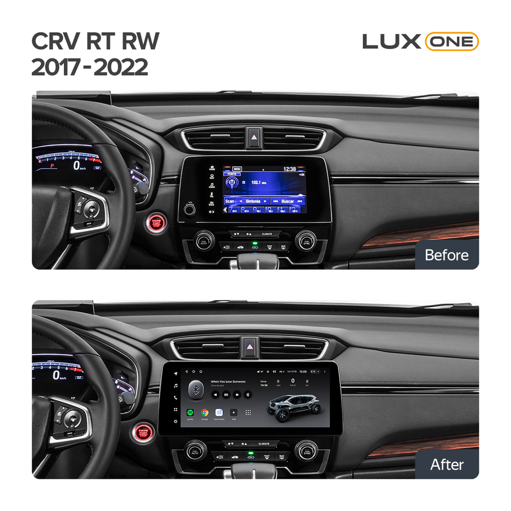 Магнитола для Honda CRV 5 2017-2022 - Teyes LUX ONE монитор 12.3" 2K QLED на Android 10, CarPlay, 4G SIM-слот, 6/128ГБ
