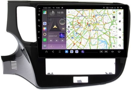 Магнитола для Mitsubishi Outlander 3 2019-2022 (прямоугольный климат) - Kuberg QLed, Android 13, TS20, CarPlay, SIM-слот