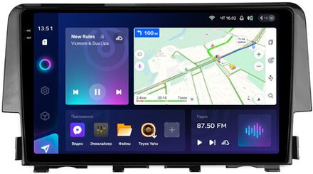 Магнитола для Honda Civic 10 2015-2021 - Teyes CC3-2K монитор 9.5" 2K QLED на Android 10, ТОП процессор, CarPlay, 4G SIM-слот