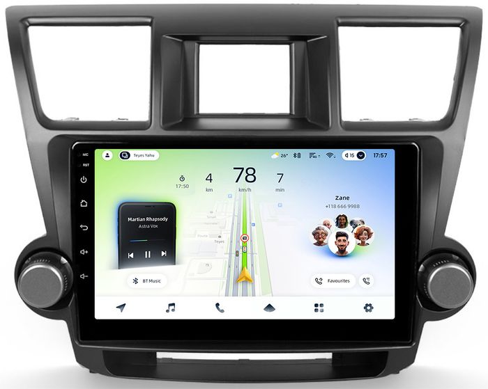 Магнитола для Toyota Highlander 2 XU40 2007-2013 (крутилки активные) - Teyes CC4L монитор 10" IPS на Android 14, Snapdragon 662, CarPlay, 4G SIM-слот