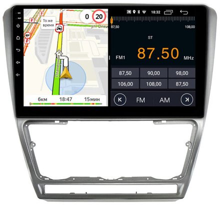 Магнитола для Skoda Octavia A5 2004-2013 (рамка серебро) - Parafar PF005SFHD на Android 13, 8-ядер, 2Гб+32Гб, CarPlay, 4G SIM-слот