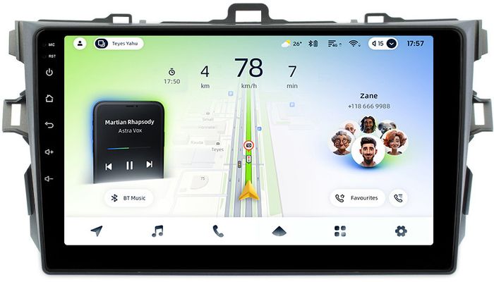 Магнитола для Toyota Corolla 150 2006-2013 (рамка тип 1) - Teyes CC4L-DTS монитор 9" IPS на Android 14, Быстрая, Snapdragon 662, CarPlay, 4G SIM-слот