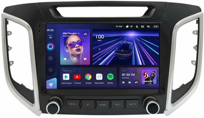 Магнитола для Hyundai Creta 1 2016-2021 (без штатной КЗВ, рамка с крутилками) - Teyes CC3L монитор 9" IPS на Android 10, CarPlay, 4G SIM-слот