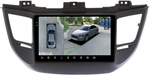 Магнитола для Hyundai Tucson 3 2015-2018 (штатная КЗВ, рамка черная) - FarCar BX9-360-8101B монитор 9.5" 2K QLED на Android 13, 6Гб+128Гб, CarPlay, 4G SIM-слот, 4 камеры в комплекте