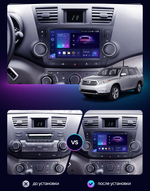 Магнитола для Toyota Highlander 2 2007-2013 XU40 - Parafar PF035T2RN2K на Android 13, Быстрая, QLED+2K, CarPlay, 4G SIM-слот (крутилки декоративные)