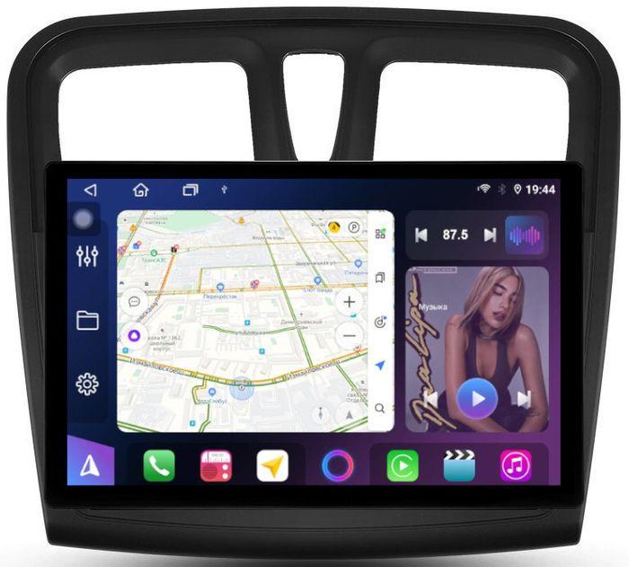 Магнитола для Renault Logan 2, Sandero 2 2014+ (рамка 9) - FarCar BX877 монитор 13" 2K QLED на Android 13, TS10, 6+128, CarPlay, 4G SIM-слот