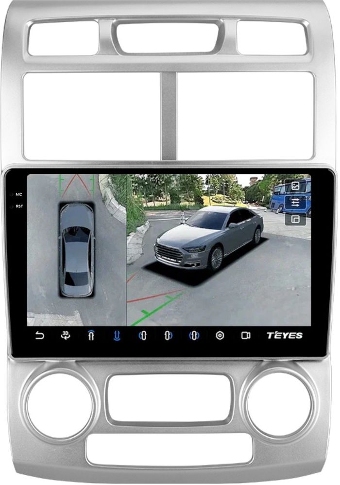 Магнитола для KIA Sportage 2 2004-2008 - Teyes CC3-2K-360 на Android 10, Быстрая, 2K QLED, CarPlay, 4G SIM-слот, 4 камеры в комплекте