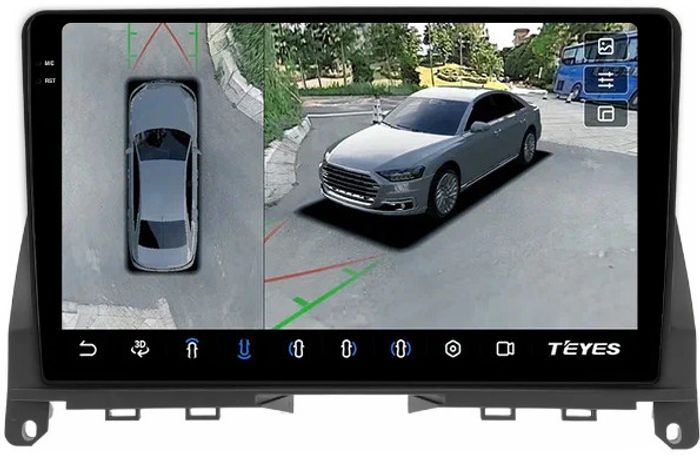 Магнитола для Mercedes-Benz C-класс W204 2007-2011 - Teyes CC3-2K-360 на Android 10, 2K QLED, 6Гб+128Гб, CarPlay, 4G SIM-слот, 4 камеры в комплекте