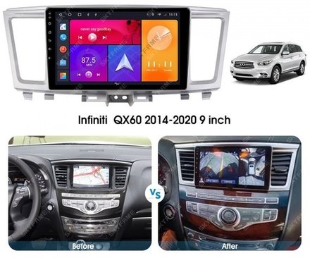 Магнитола для Infiniti QX60 2016-2021 (кожаный верх) - Kuberg EW-9201-2 IPS, Android 10, 8 ядер (TS18), 4G SIM-слот