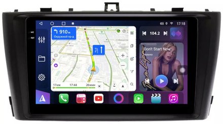 Магнитола для Toyota Avensis T270 2008-2015 (рамка черная) - FarCar 8010B монитор 9.5" QLED на Android 14, TS18, CarPlay, 4G SIM-слот