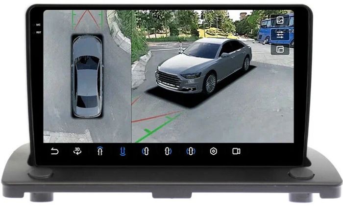 Магнитола для Volvo XC90 2002-2014 (рамка наверх) - FarCar BX173M-360 монитор 9.5" 2K QLED на Android 13, 6Гб+128Гб, CarPlay, 4G SIM-слот, 4 камеры в комплекте