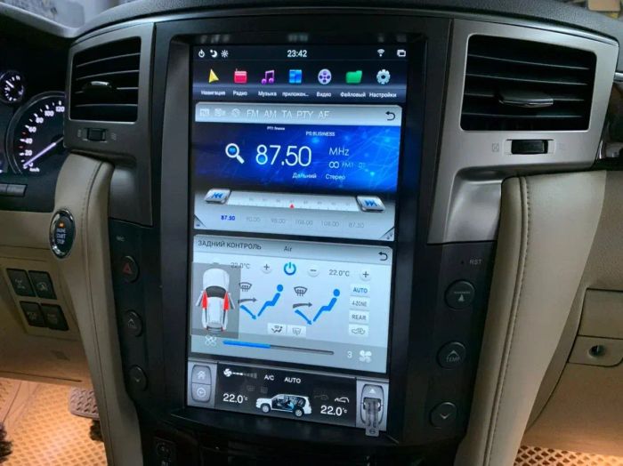 Магнитола для Lexus LX570 2007-2015 - Kuberg ZF-1819-GE вертикальный экран в стиле "Тесла" на Android 13, Быстрая, CarPlay, 4G SIM-слот