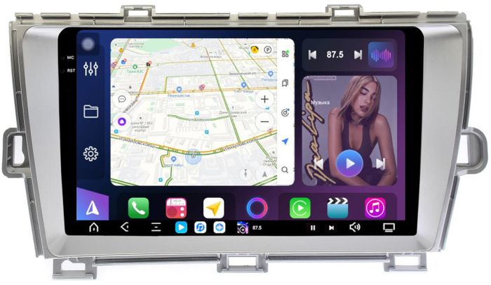 Магнитола для Toyota Prius 30 2009-2015 (правый руль) - FarCar GX9-9539F1 монитор 9.5" 2K QLED на Android 14, TS20, 6+128Гб, CarPlay, 4G SIM-слот