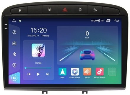Магнитола для Peugeot 308 2007-2014, 408 2012-2022 (рамка черная)- Parafar PF081RN2K-B на Android 13, QLED+2K, ТОП процессор, 4Гб+32Гб, CarPlay, 4G SIM-слот
