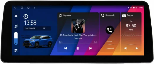 Магнитола для Toyota RAV4 5 2019+ (тип B) - Canbox H-Line 0070 монитор 12.3" QLED в стиле BMW на Android 10, ТОП-процессор, CarPlay, 4G SIM-слот