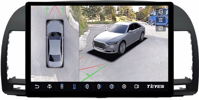 Магнитола для Toyota Camry 30 2001-2006 (рамка черная) - Teyes CC3-2K-360 монитор 13" 2K QLED на Android 10, Быстрая, CarPlay, 4G SIM-слот, 4 камеры в комплекте