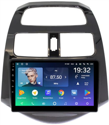 Магнитола для Chevrolet Spark M300 2009-2022, Ravon R2 (рамка глянцевая) - Teyes CC2 PLUS монитор 9" QLED на Android 10, ТОП процессор, 4Гб+64Гб, 4G SIM-слот
