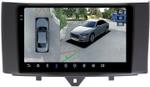 Магнитола для Smart ForTwo W451 2010-2015 - FarCar BX9-360-9653F1 монитор 9.5" 2K QLED на Android 13, Быстрая, CarPlay, 4G SIM-слот, 4 камеры в комплекте