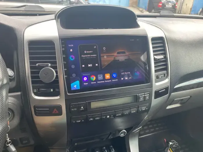 Магнитола для Toyota Land Cruiser Prado 120, Lexus GX470 (экран климата внизу) - Kuberg OL-9696 QLed, Android 12, TS10, CarPlay, 4G SIM-слот